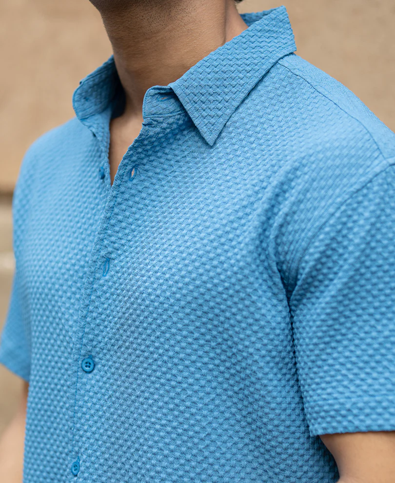 Mid Blue Structured Shirt - Image 4