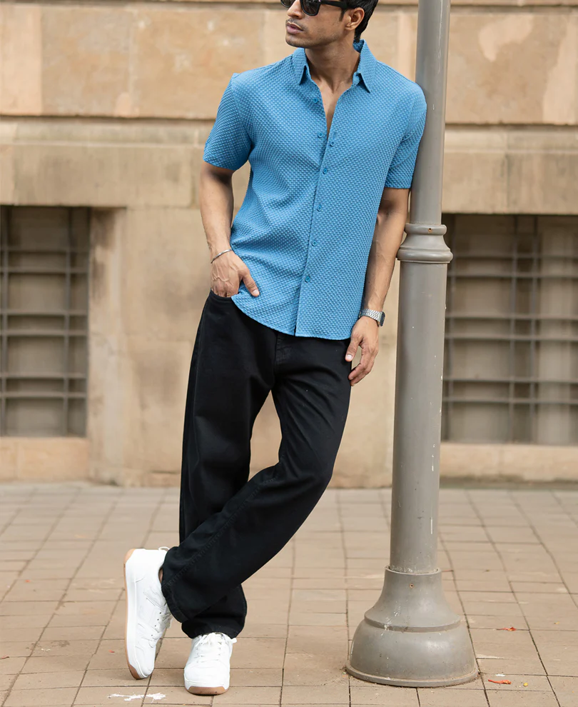 Mid Blue Structured Shirt - Image 6