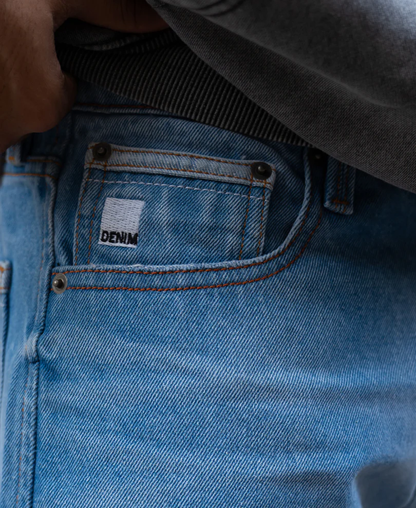 Mid Blue Washed Baggy Fit Jeans 100% Cotton - Image 4