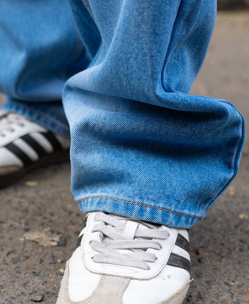 Mid Blue Washed Baggy Fit Jeans 100% Cotton - Image 5