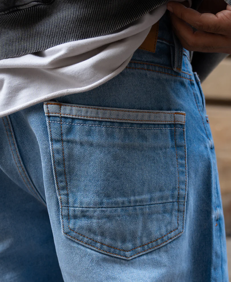 Mid Blue Washed Baggy Fit Jeans 100% Cotton - Image 6