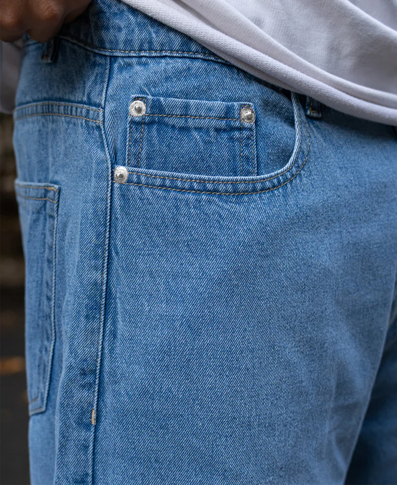 Mid Blue Washed Baggy Jeans 100% Cotton - Image 5