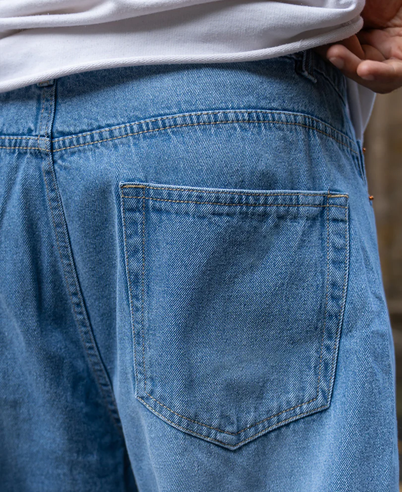Mid Blue Washed Baggy Jeans 100% Cotton - Image 6