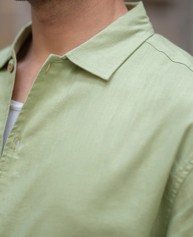 Mint Embroidered Shirt 100% Cotton - Image 4