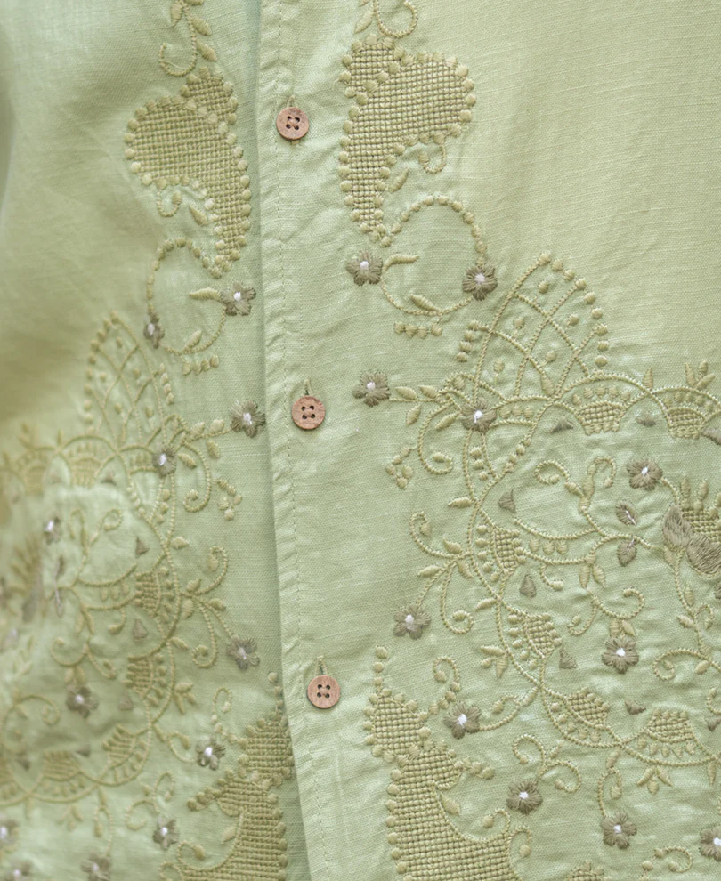 Mint Embroidered Shirt 100% Cotton - Image 5