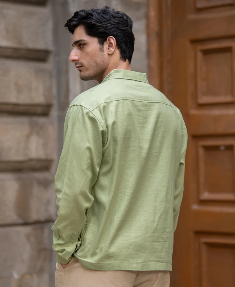 Mint Embroidered Shirt 100% Cotton - Image 6
