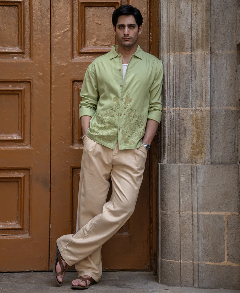 Mint Embroidered Shirt 100% Cotton - Image 7