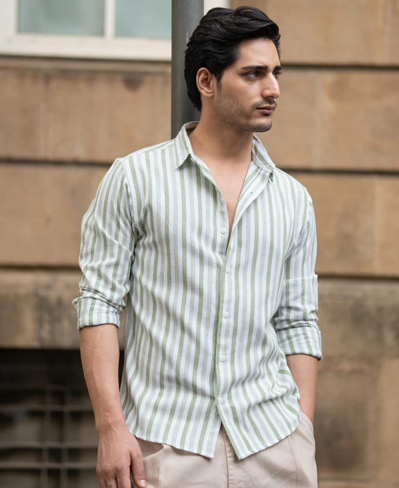Mint Structured Stripe Shirt - Image 2