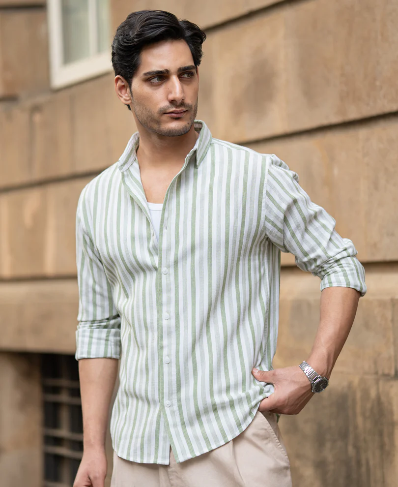 Mint Structured Stripe Shirt - Image 3