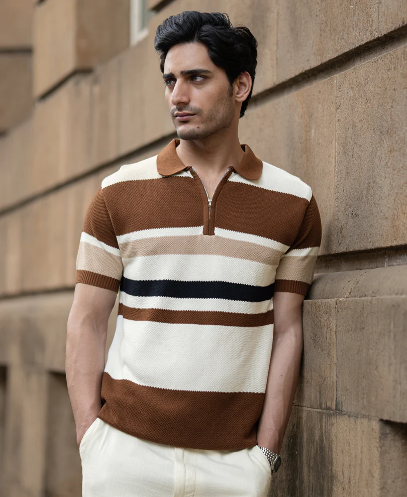Multi Color Stripe Knit T-Shirt 100% Cotton - Image 3