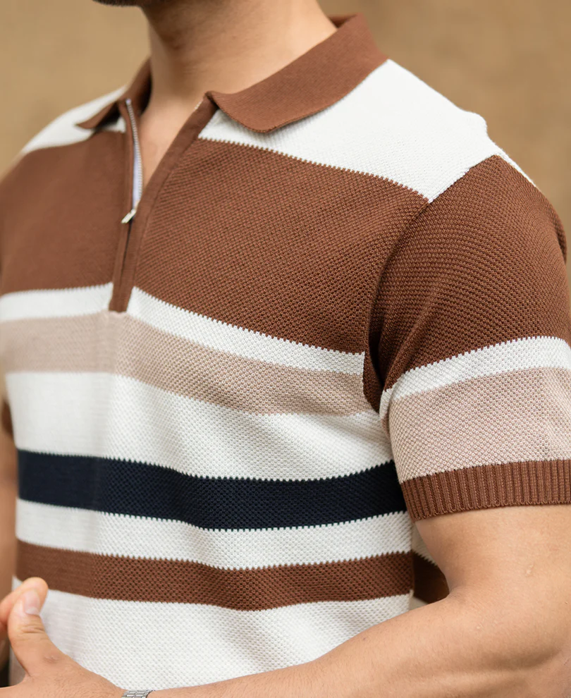 Multi Color Stripe Knit T-Shirt 100% Cotton - Image 5