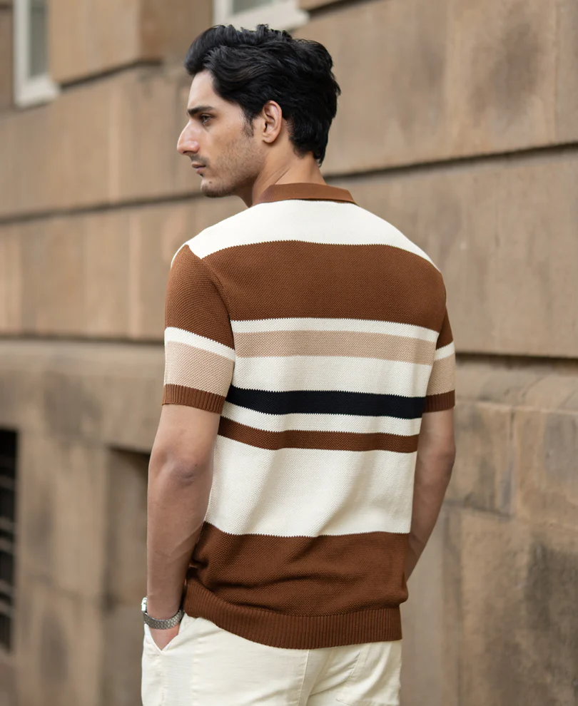 Multi Color Stripe Knit T-Shirt 100% Cotton - Image 6