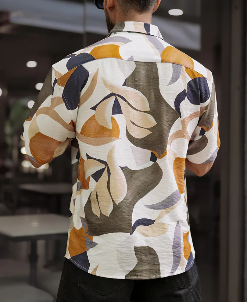 Multi Colour Abstract Print Oversized Half Sleeves Shirt - Image 4