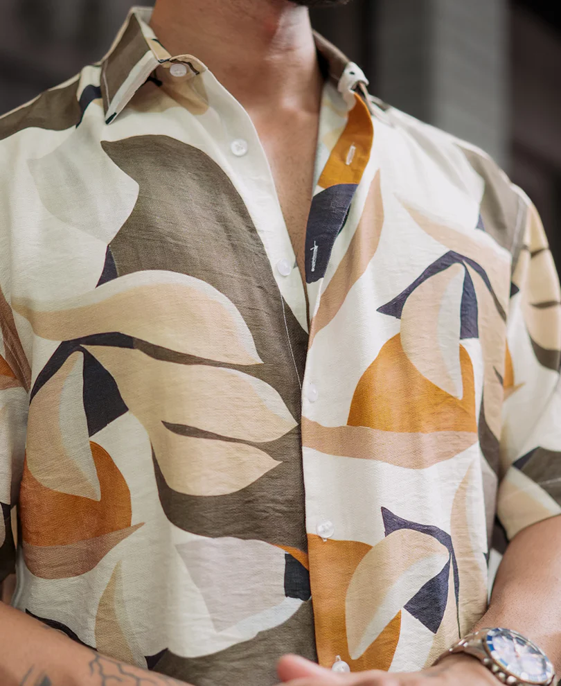 Multi Colour Abstract Print Oversized Half Sleeves Shirt - Image 5