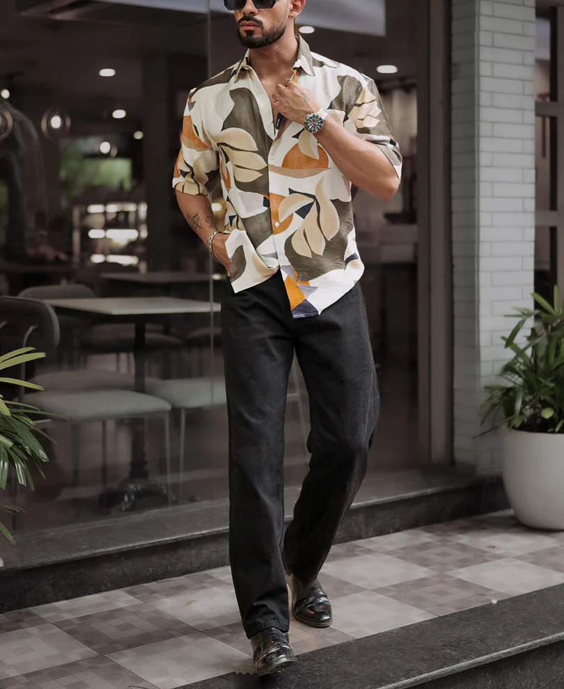 Multi Colour Abstract Print Oversized Half Sleeves Shirt - Image 6