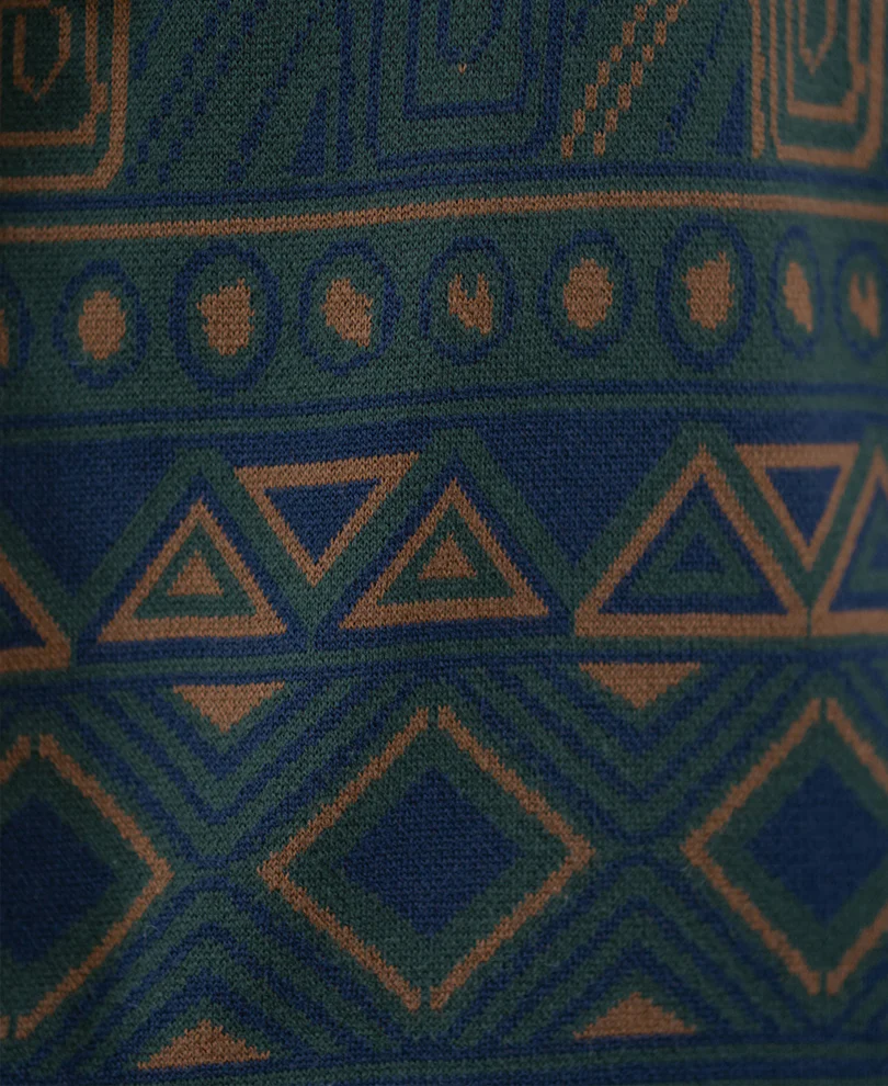 Multicolour Geometric Jacquard Knit T-Shirt 100% Cotton - Image 4