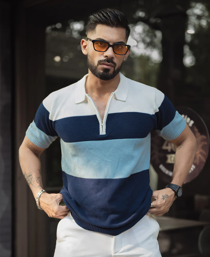 Multi Colour Knits Regular Fit Half Sleeves Tshirt 100% Cotton - Image 3
