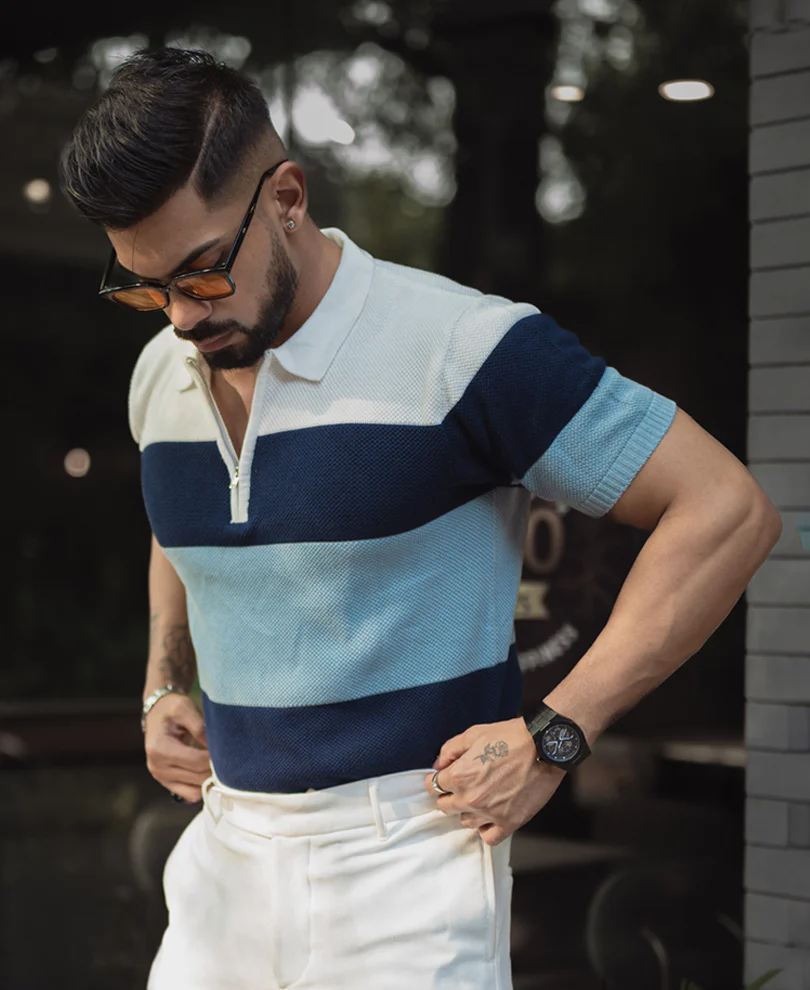 Multi Colour Knits Regular Fit Half Sleeves Tshirt 100% Cotton - Image 4