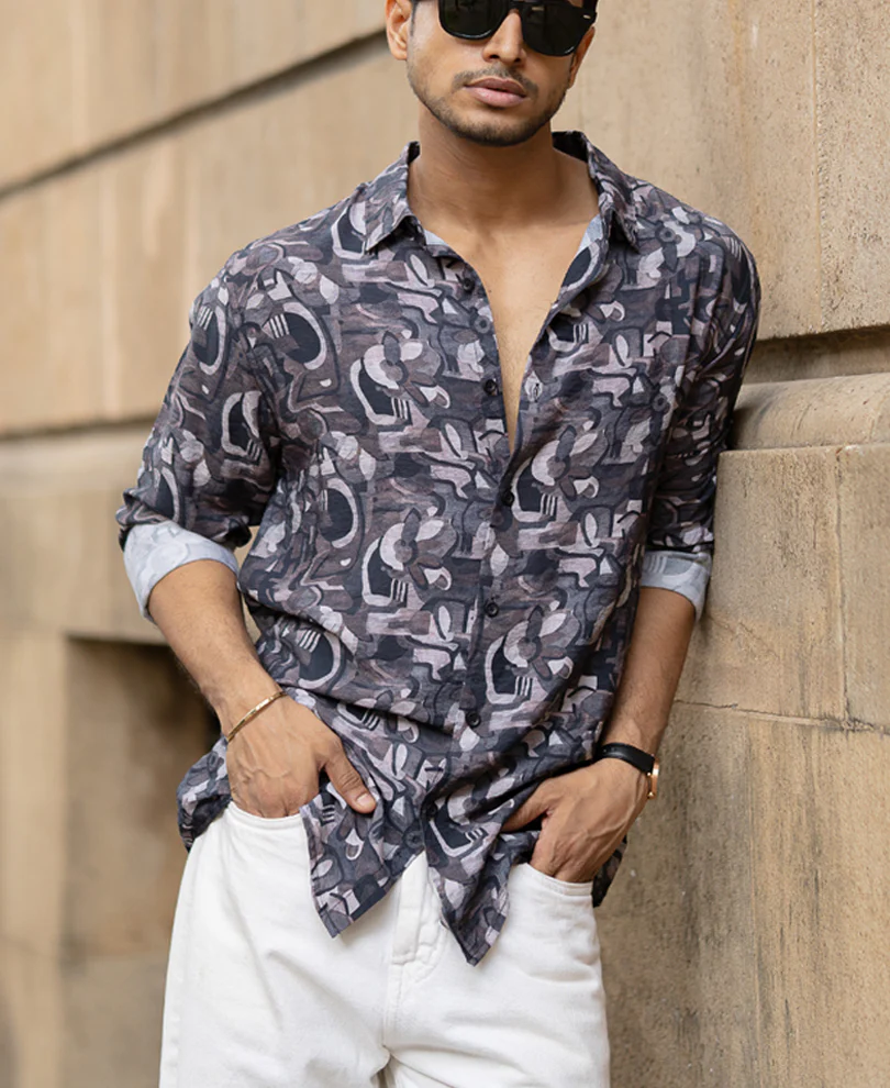 Multi Colour Regular Fit Full Sleeves Printed Shirt - Image 2