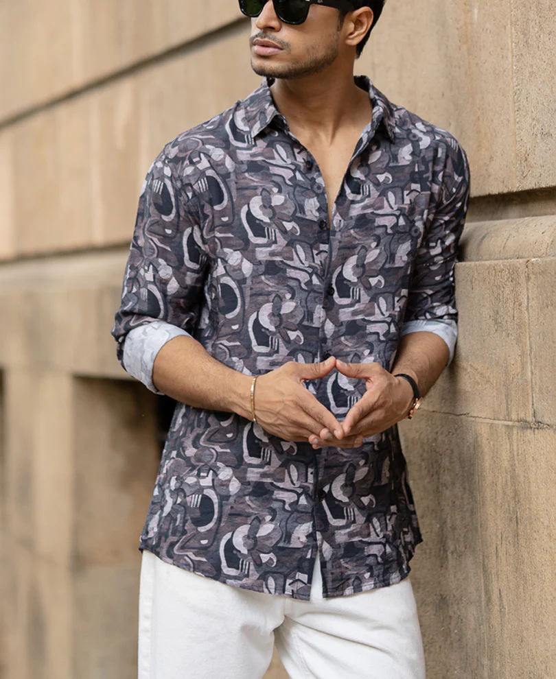 Multi Colour Regular Fit Full Sleeves Printed Shirt - Image 3