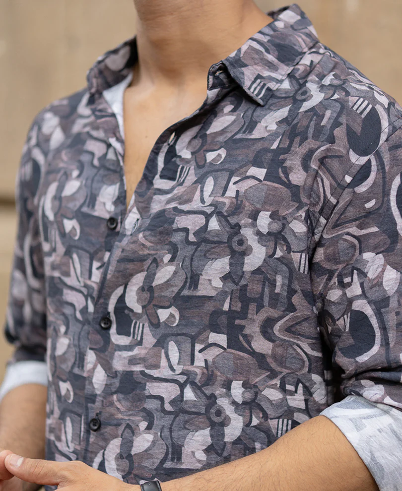 Multi Colour Regular Fit Full Sleeves Printed Shirt - Image 4