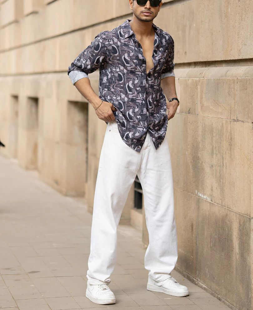 Multi Colour Regular Fit Full Sleeves Printed Shirt - Image 7