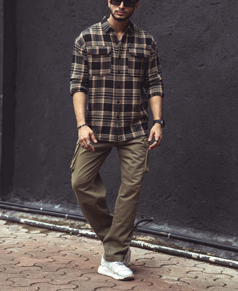 Multicolor Checks Double Pockets Oversize Drop Shoulder Shirt - Image 6