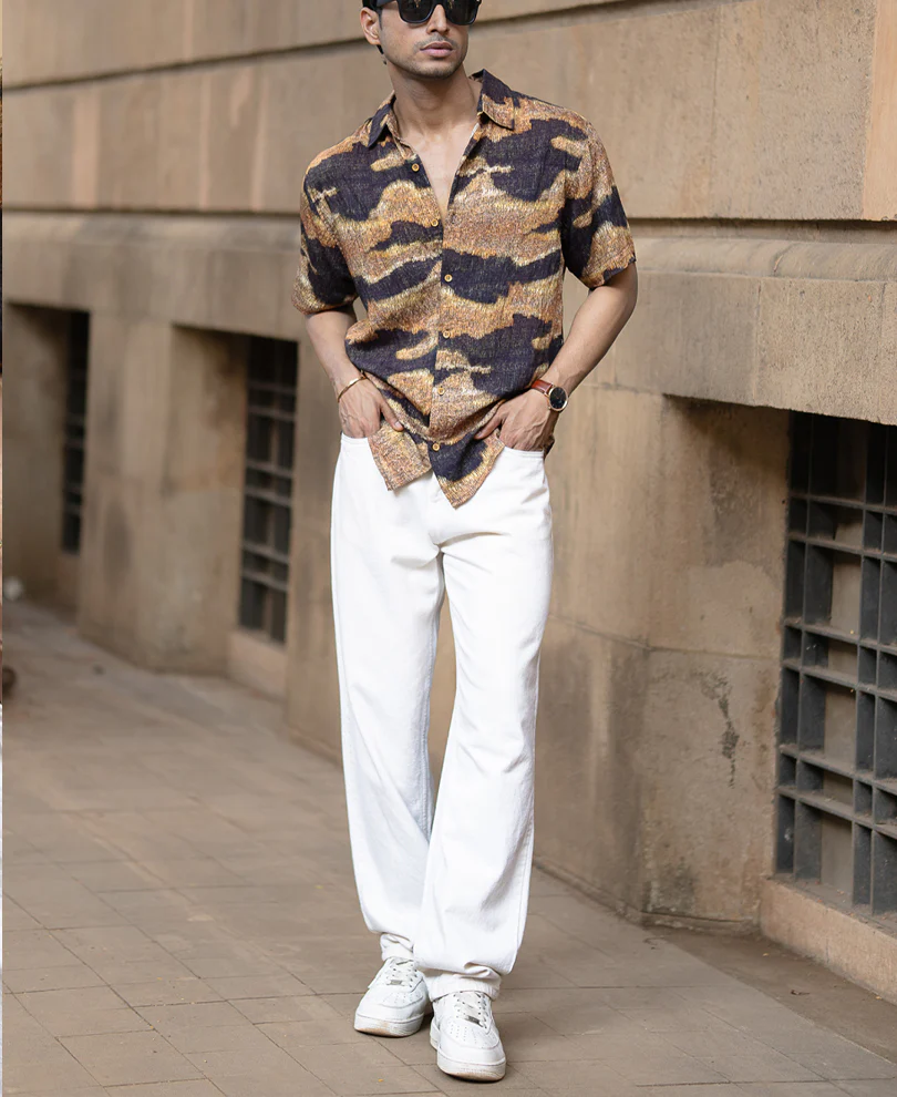 Multicolour Abstract Print Half Sleeves Shirt - Image 6