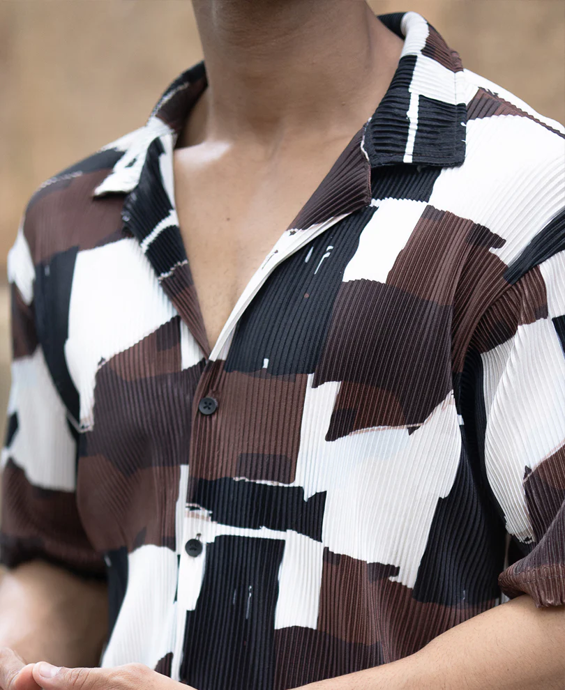 Multicolour Printed Pleat Shirt - Image 4