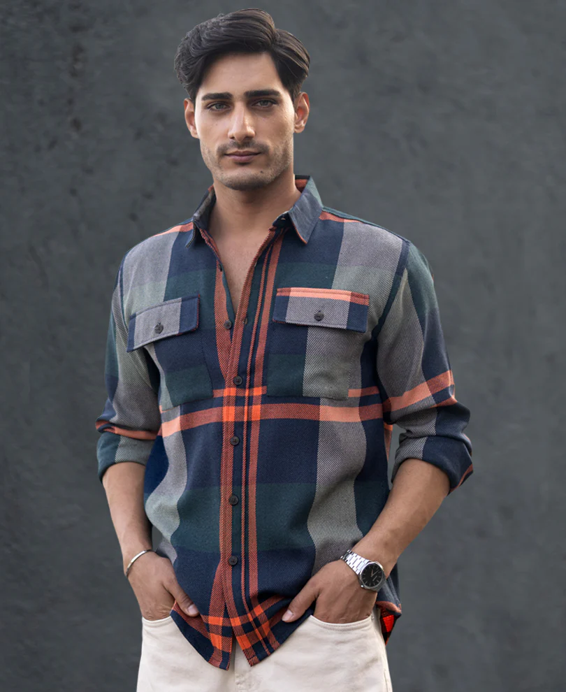 Multicolour Structure Checked Shirt - Image 2