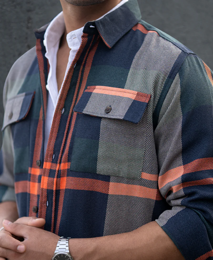 Multicolour Structure Checked Shirt - Image 4