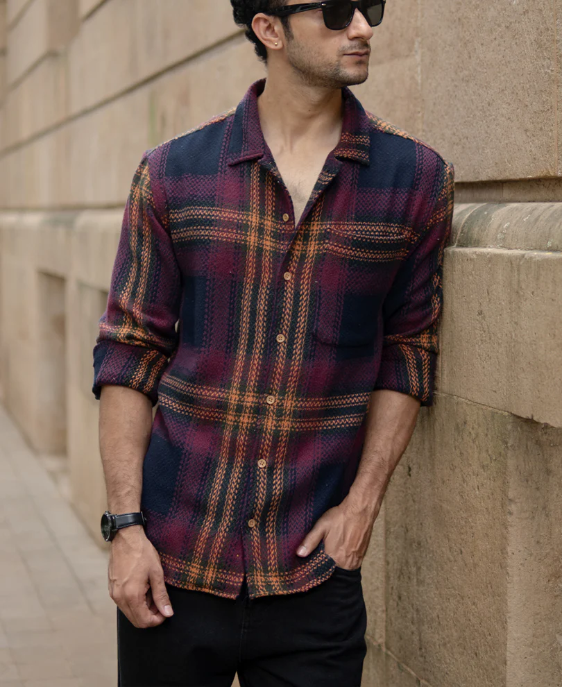Multicolour Structured Checked Full Sleeves Shirt - Image 2