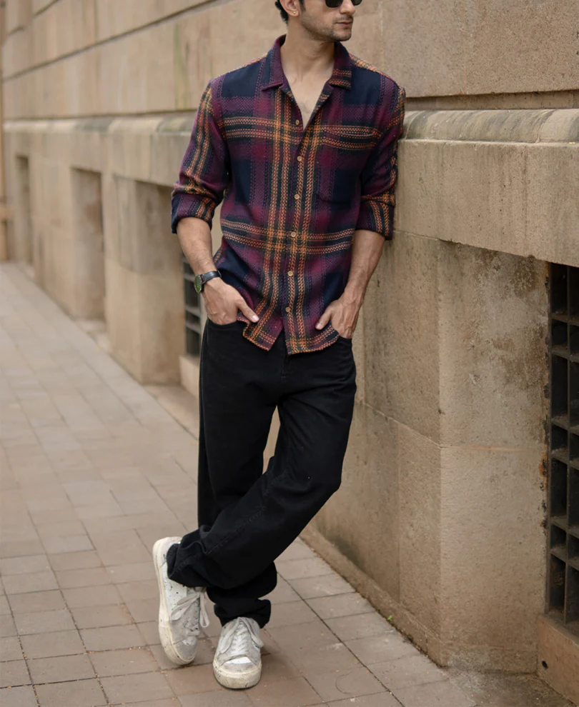 Multicolour Structured Checked Full Sleeves Shirt - Image 6