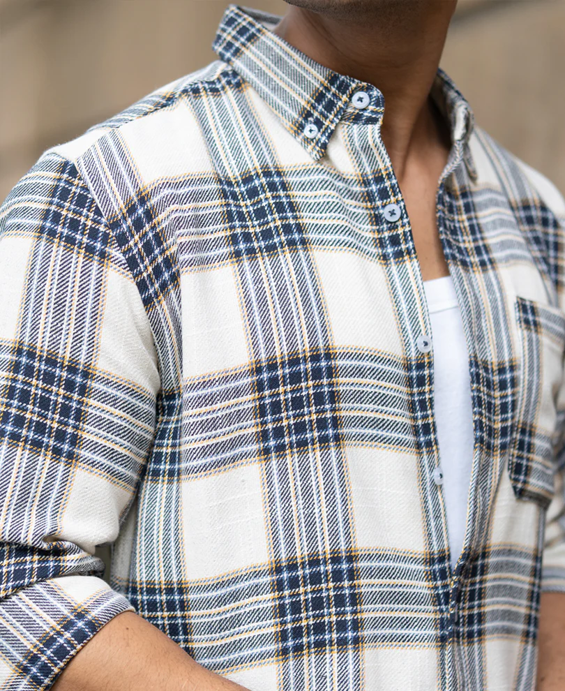 Multicolour Structured Checks Button Down Shirt - Image 4