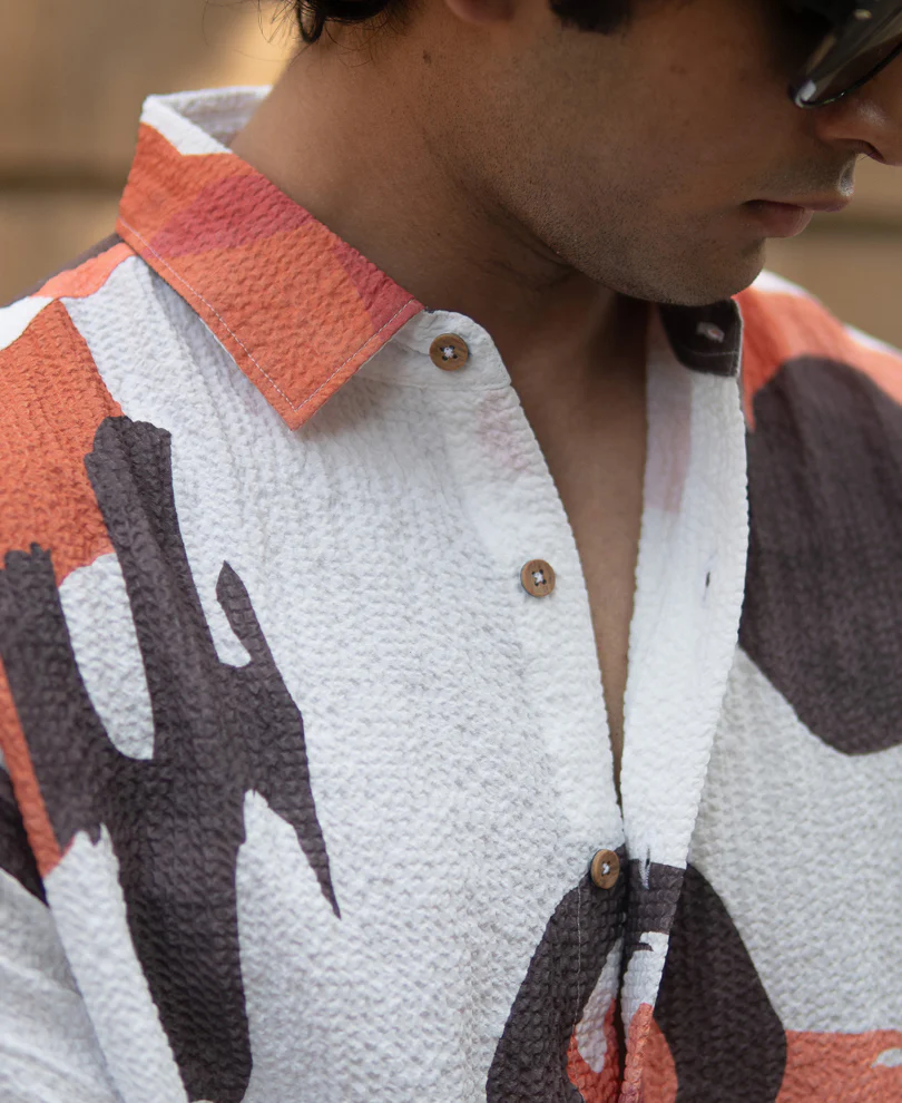 Multicolour Structured Print Shirt - Image 3