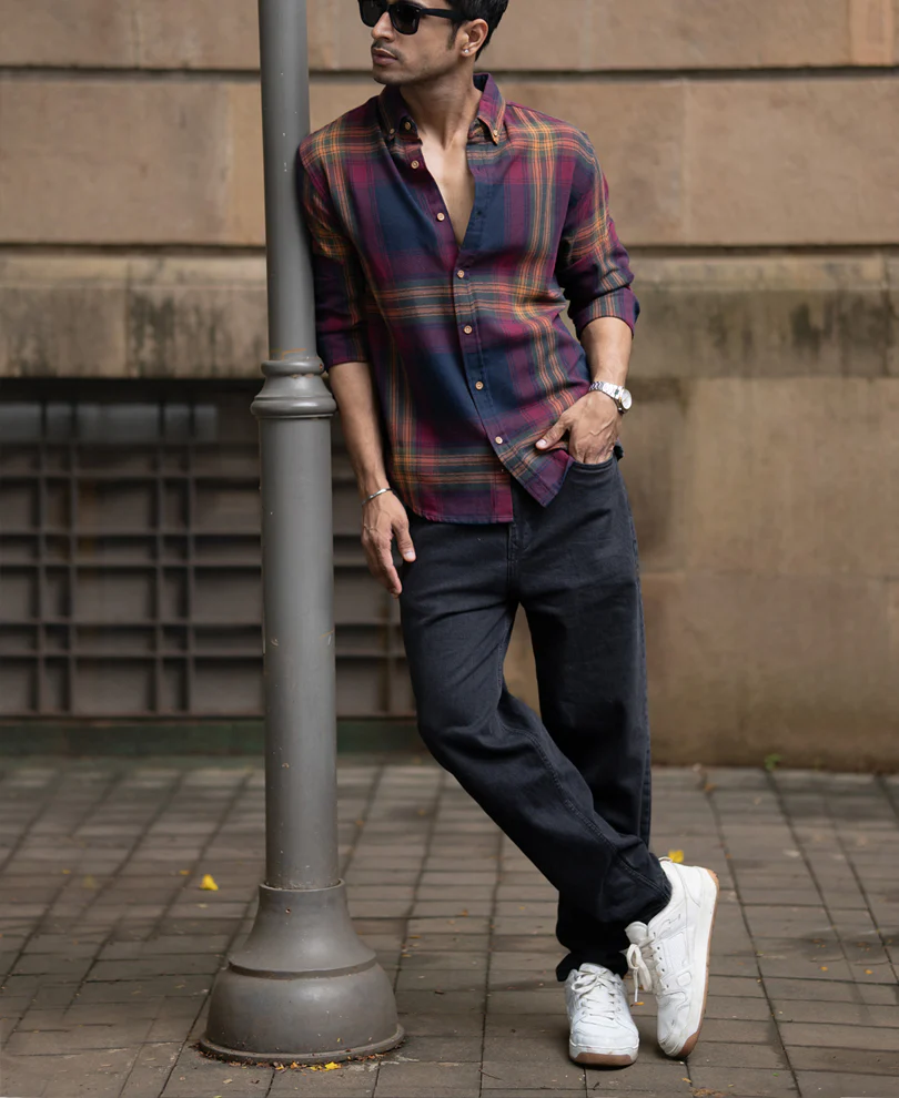 Multicolour Twill Checks Buttondown Shirt - Image 4