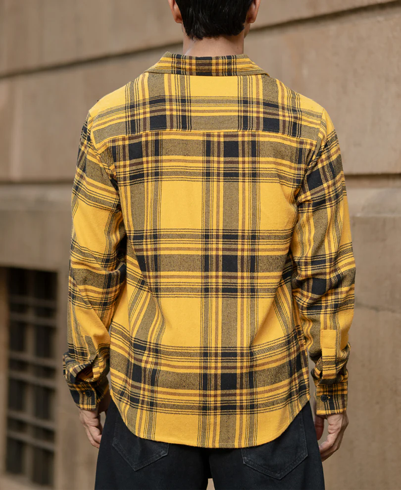 Mustard Brushed Checks Shirt - Image 6