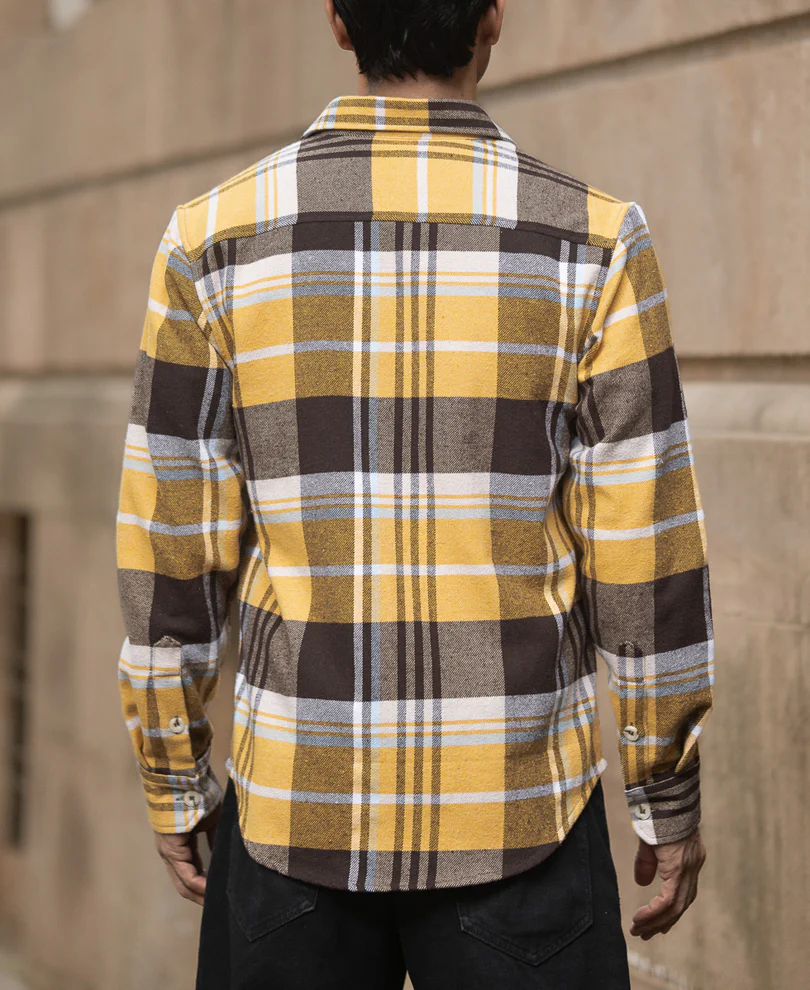 Mustard Checks Shirt With Pockets 100% Cotton - Image 6