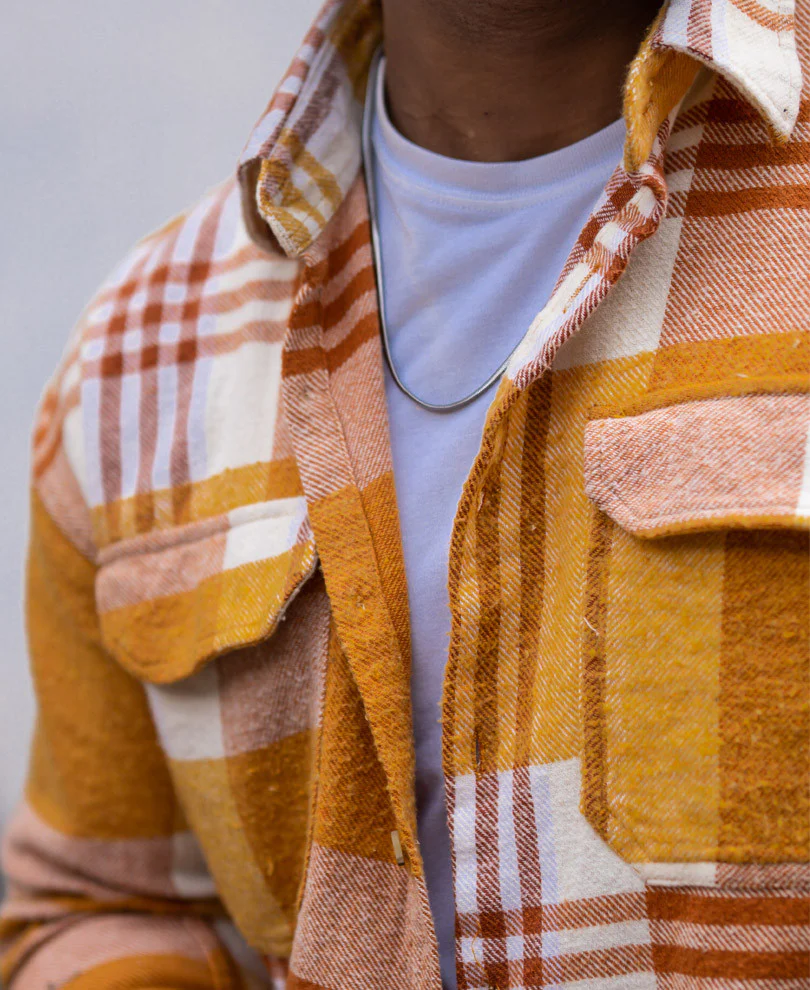 Mustard Pocket Checks Oversize Drop Shoulder Shirt - Image 4
