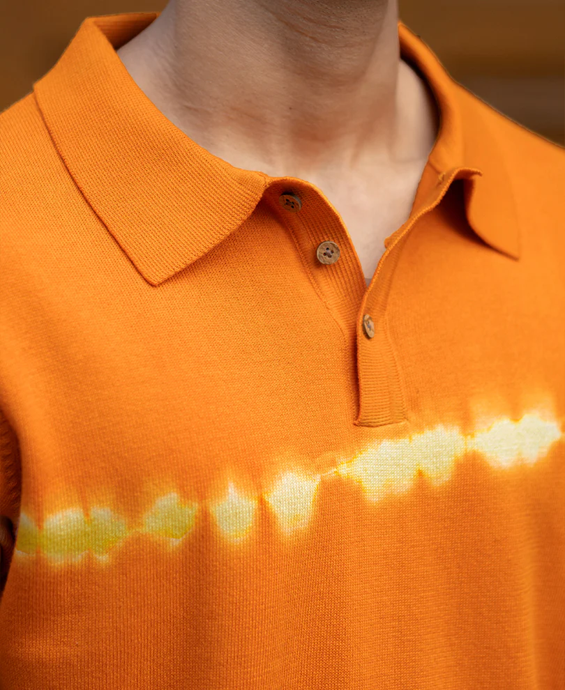 Mustard Tie-Dye Knitted T-Shirt 100% Cotton - Image 3