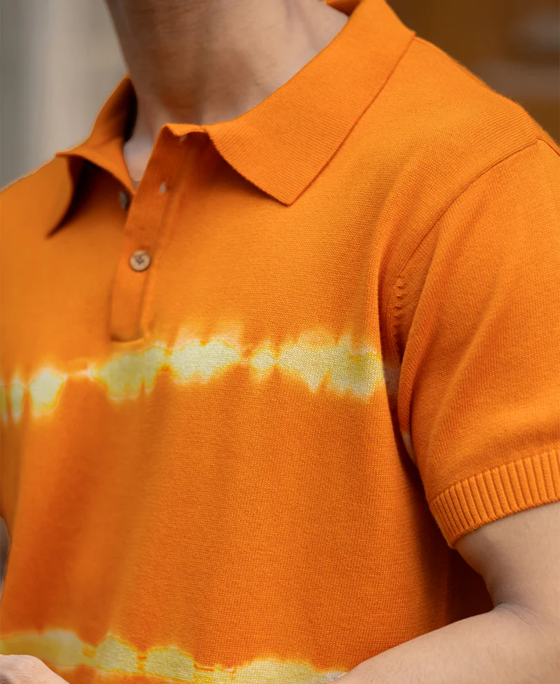 Mustard Tie-Dye Knitted T-Shirt 100% Cotton - Image 4