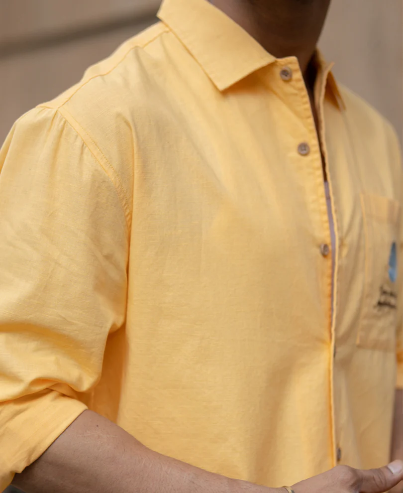 Mustard Yellow Embroidered Shirt 100% Cotton - Image 4