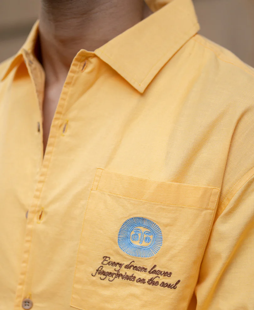 Mustard Yellow Embroidered Shirt 100% Cotton - Image 5