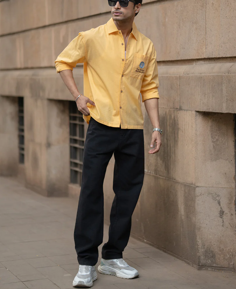Mustard Yellow Embroidered Shirt 100% Cotton - Image 7