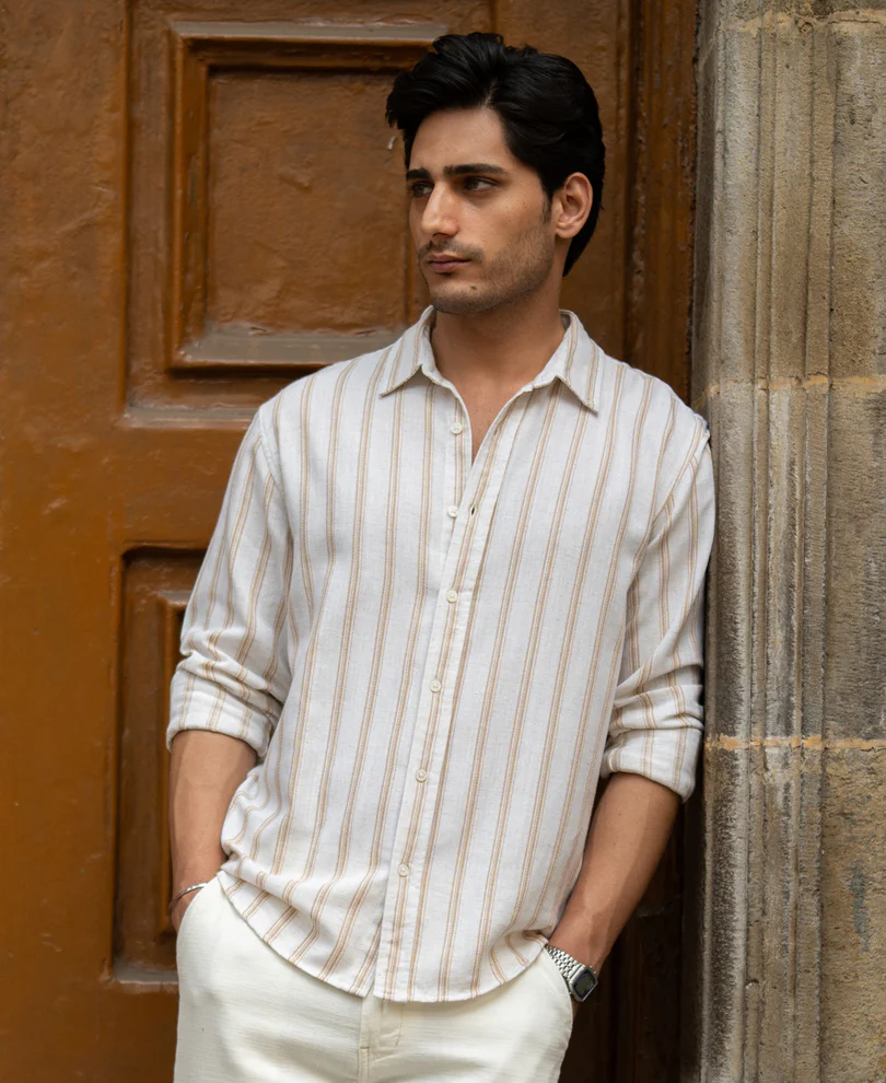 Natural & Beige Broad Stripe Shirt - Image 2