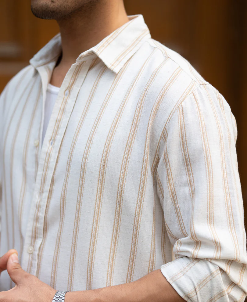 Natural & Beige Broad Stripe Shirt - Image 4