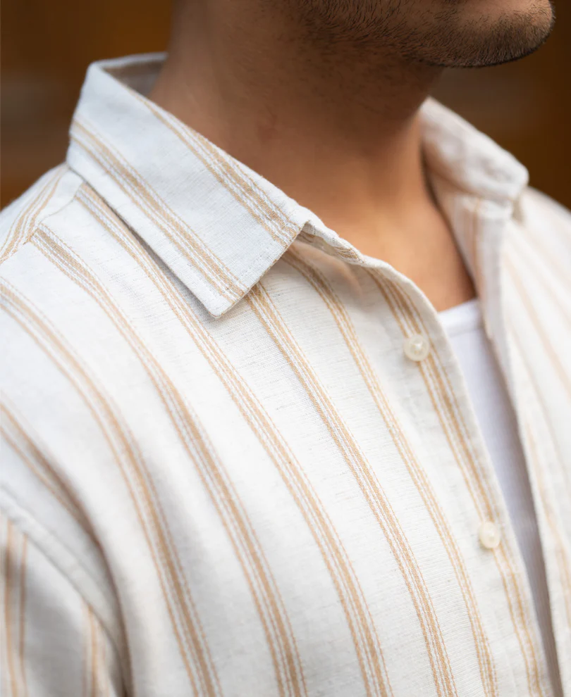 Natural & Beige Broad Stripe Shirt - Image 5