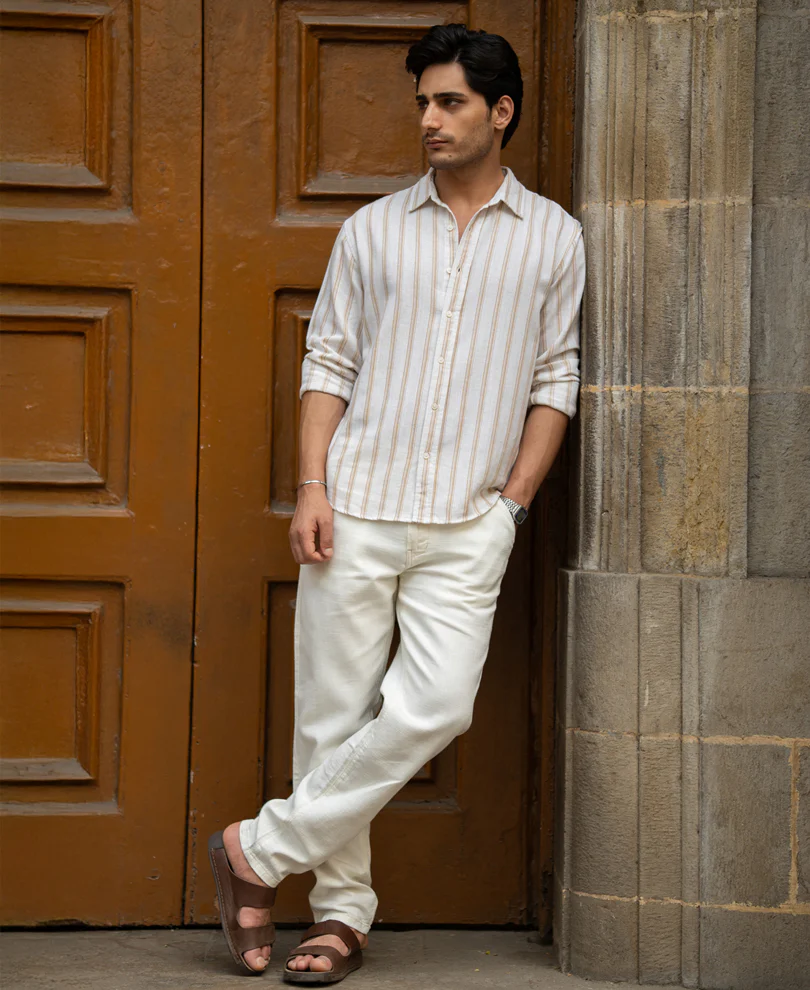 Natural & Beige Broad Stripe Shirt - Image 6