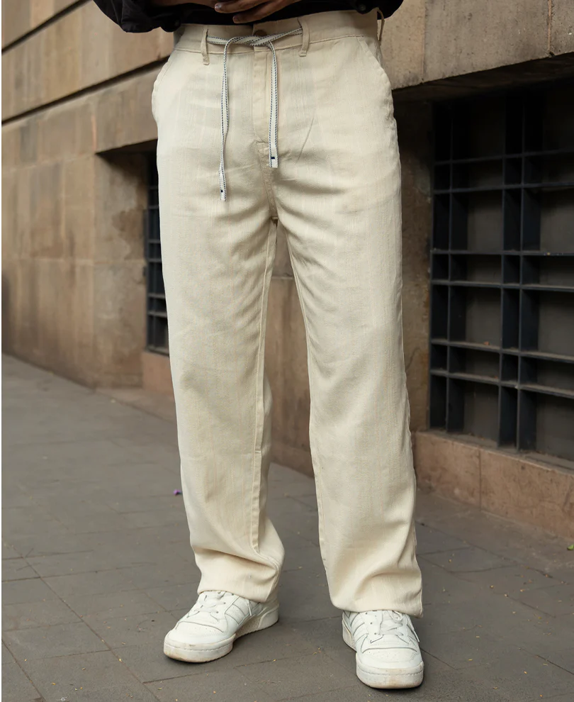 Natural Cotton Structure Trousers - Image 2