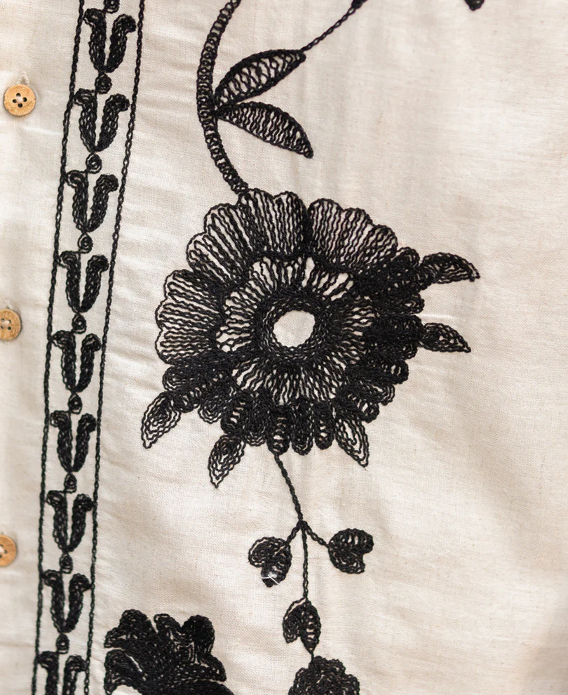 Natural Embroidery Linen Shirt 100% Cotton - Image 5
